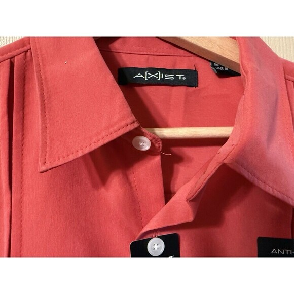 Men AXIST Bowling Shirt  blood orange  Large  Anti-wrinkle NWT - Picture 2 of 9
